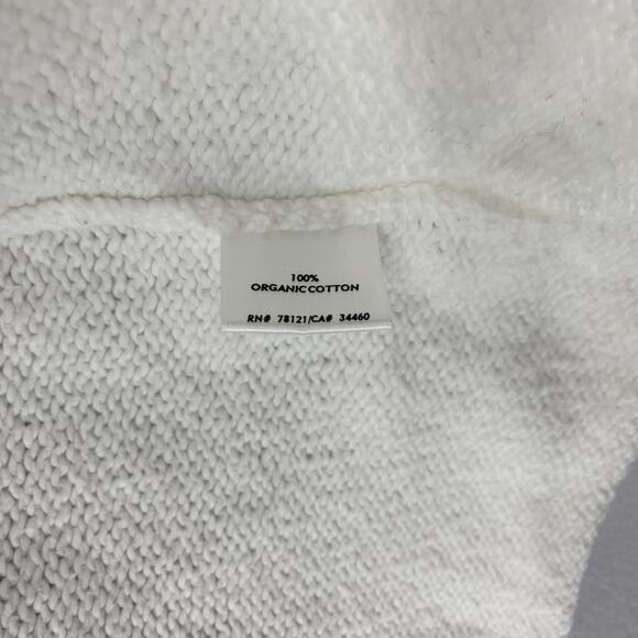 EILEEN FISHER Cardigan L Chunky Organic Cotton Shawl Open Front Off White - Picture 6 of 11